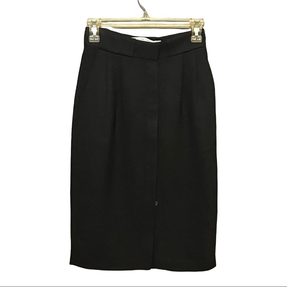 & Other Stories Midi Skirt Classic Black Button Front Size 4 Minimalist